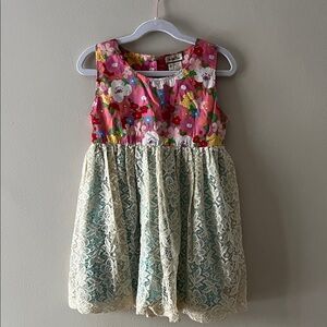 Matilda Jane Pink Floral and Cream Lace Dress Sz 6